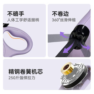 Correa para Perro Xcho, Retráctil Automática, Mango Cómodo, Núcleo de Resorte Resistente de 250 Lb, Color Morado Estelar, Azul, Negro, Rosa - Product Image 1