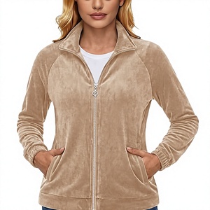 Women's Fleece Jacket Full Zip Velour Knitted Stand Collar Warm Winter <b>Coat</b> Polar Soft Velvet Lightweight Sweatshirt Outerwear - Product Image 3
