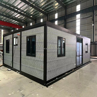 Maison modulaire extensible à double aile de 20, 30 et 40 pieds avec cuisine et salle de bain, cabane de glamping pour complexe hôtelier