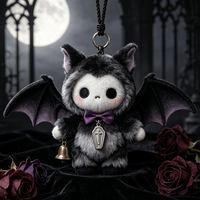 Porte-clés en peluche gothique d'Halloween, style sombre personnalisé, pendentif de sac en peluche