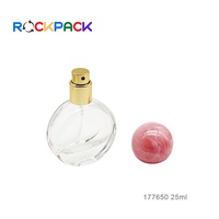 Flacons de parfum transparents vides en verre de forme ovale avec bouchon à bille rose de 25ml