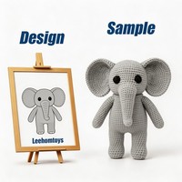Poupée amigurumi éléphant gris en crochet fait main sur mesure OEM, écologique, sans danger pour les enfants, en tissu de coton tricoté à la main, couverture réconfortante