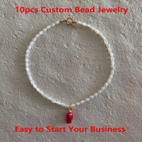 Collar de peces con cuentas blancas estilo oceánico, minimalista, hecho a mano, joyería boho de playa para mujer, cómodo de llevar