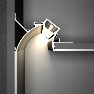 Profil Aluminium dengan Diffuser susu untuk langit-langit Drywall 12v/24v lampu LED Linear tersembunyi