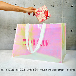 Bolsa de <span class=keywords><strong>Compras</strong></span> Grande Iridescente Rosada con Láser Holográfico Promocional, Ecológica y Reutilizable <span class=keywords><strong>para</strong></span> Supermercado con Logo Personalizado Impreso - Product Image 2