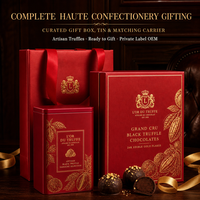 Boîte de présentation en métal pour chocolats à la truffe noire avec feuille d'or, sac de transport assorti, emballage pour confiseries de fêtes