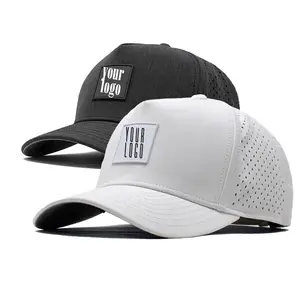 Gorra de rendimiento parche de PVC gorras 5 paneles impermeables sombreros de golf de secado rápido con logotipo de goma de PVC personalizado