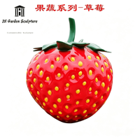 Sculpture de grande fraise en fibre de verre personnalisée pour décoration extérieure de ferme ou de jardin, taille et couleur sur mesure pour fêtes, maison ou bureau