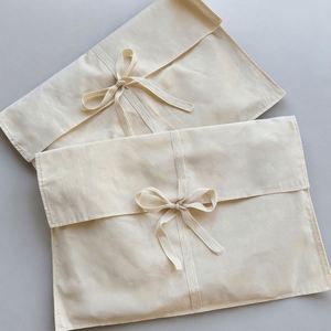 Personalized Canvas Envelope Rolled Edge Flip Top Drawstring Dust Bag for Bags Shoes Custom Logo Acceptable - Product Image 1