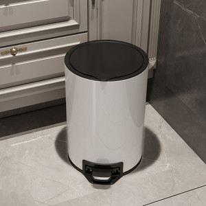 Poubelle de toilette grande capacité 12L en acier inoxydable à commande au pied avec couvercle, idéale pour le salon, la salle de bain et la cuisine. - Product Image 1
