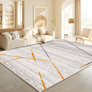 พรมปูพื้นลายเรขาคณิตสีครีมทรงสี่เหลี่ยมผืนผ้า ทันสมัย ไม่ลื่น สำหรับห้องนั่งเล่นและห้องนอน ซักทำความสะอาดได้ - Product Image 2