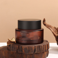 Logo personnalisé luxe brun mat emballage cosmétique bouteille de lotion en verre 40ml 120ml flacon pulvérisateur de brouillard 50g visage pot en verre