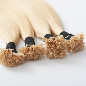 Extensiones de Cabello de Queratina con Doble Punta en U, Pelo Remy Natural Ruso, Color Rubio, Proveedor Al por Mayor - Product Image 1