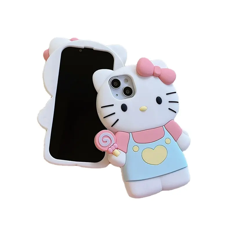 Lindo accesorio de teléfono de silicona para iPhone 14 13 12 11 Pro Max Hello KT Melody anime regalo funda de teléfono anticaída