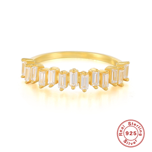 Bague ROXI en argent 925 pour femme, rectangulaire, carrée, avec zircon cubique blanc, plaquée or 18 carats, bijoux - Product Image 2