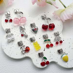 Pulsera Elástica DIY con Módulos Italianos, Colgante de Cereza y Piña, de Acero Inoxidable Dorado, con Dijes Clásicos Italianos, Éxito de Ventas Transfronterizo - Product Image 5