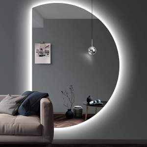 Custom Size Large Farmeless Led Light Smart Defog <strong>Half</strong> Moon Shape LED Light <strong>Mirror</strong> With Anti Fog - Product Image 1