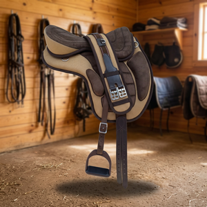 Freemax Silla de Montar Inglesa de Cuero Genuino, Estilo Western, sin Arco, Ligera, para Doma Clásica, con Herrajes de Acero Inoxidable - Product Image 3