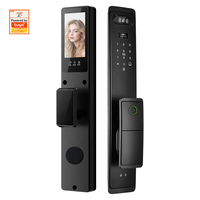 Serrure de porte intelligente WiFi Navicat Tuya avec reconnaissance d'empreintes digitales, reconnaissance faciale 3D, interphone vidéo, caméra, carte mémoire cloud, porte en aluminium, application