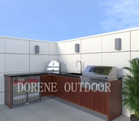Cuisine extérieure modulaire en acier inoxydable, résistante à la rouille, empilable, station de cuisson extérieure pour la mise en scène de la restauration en plein air dans la cour
