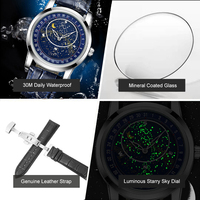 Montre à quartz pour homme, boîtier en alliage, cadran ciel étoilé, bracelet en cuir, affichage de la date, sport, affaires, fabricant de montres avec logo personnalisé