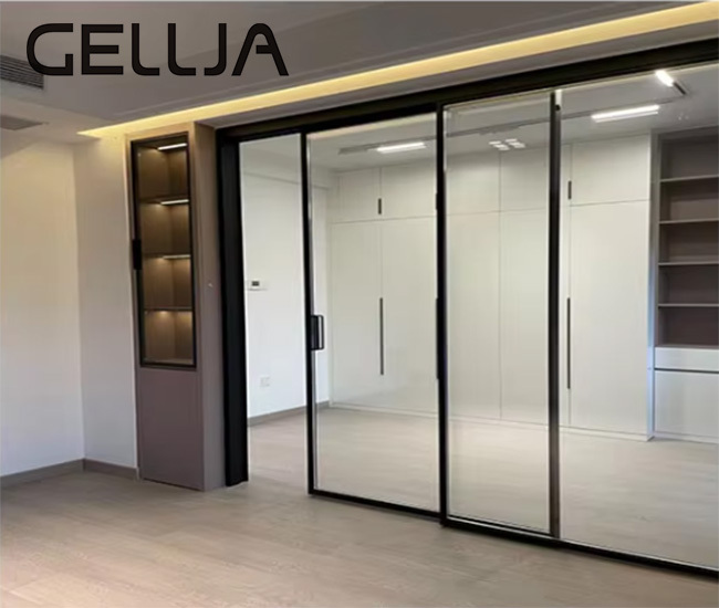 French Style Automatic Sliding Tempered Glass