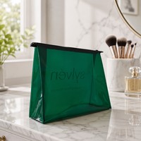 Sac cosmétique en PVC à fermeture éclair tendance, sac de rangement cosmétique transparent personnalisé pour femmes, trousse de toilette de voyage