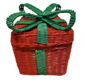 Cesta de Mimbre Tejida a Mano, Ecológica, Linda Caja de Regalo Navideña, Caja de Almacenamiento Cuadrada con Tapa y Lazo, Decoración Navideña, Artesanía Verde Vietnamita - Product Image 4