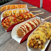 Boîte d'emballage personnalisée pour hot-dogs, plateau en papier, emballage pour en-cas de rue, emballage en papier à emporter, emballage pour restauration rapide, boîte à corn-dogs