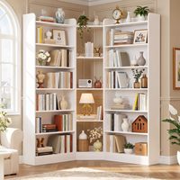 Bibliothèque en forme de L à 6 niveaux, fabriquée à partir de panneaux de bois de haute qualité de 15 mm d'épaisseur