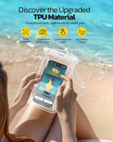 Ultra-sensible Touch 7.2 pouces IPX8 clair TPU flottant étanche portefeuille étui de téléphone avec protection de couche