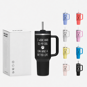 Custom Western Art Font Stainless Steel Vacuum Tumbler with Handle Lid Straw 14oz-40oz UV Laser Silk Print Leak-Proof BPA Free - Product Image 1