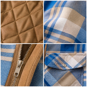 Veste de travail XINHUI pour homme, en flanelle matelassée à carreaux, avec capuche et fermeture éclair, deux-en-un, OEM ODM, vente en gros, sur mesure - Product Image 3