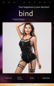 Mode Sexy Bondage Lederen Harnas Bondage Sex Bh Kousriem Ondergoed 2 Stuk Set Vrouwen Body Kousenband - Product Image 4