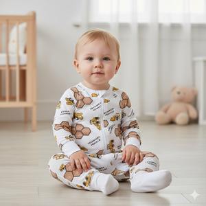 مصنع ملابس أطفال مخصصة، بيجامات أطفال من الخيزران بتصميم مميز، ملابس أطفال حديثي الولادة بأكمام طويلة من الخيزران والسباندكس، بدلة رومبر للأطفال - Product Image 2