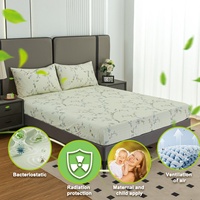 Sábana Ajustable Antibacteriana y Antiestática, Bordada, 95% Algodón, 5% Fibra de Plata, 400 Hilos, Ecológica, para Maternidad e Infancia, Tamaño Queen