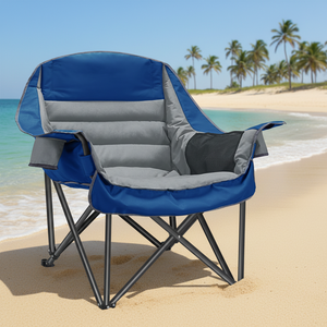 Chaise de camping surdimensionnée, pliable et portable, pour la plage et la pêche, avec poche latérale et porte-gobelet - Product Image 1