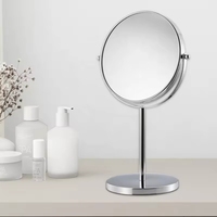Miroir cosmétique rond portable à LED grossissant 1X10 personnalisable, style moderne minimaliste pour le maquillage sur table