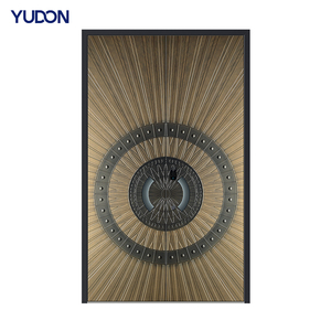 Portes d'entrée extérieures modernes de luxe YUDON DOOR, en aluminium, insonorisées, imperméables, ignifuges, doubles entrées pour résidences - Product Image 1