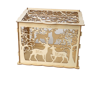 Wholesale Durable DIY Polished <b>Wooden</b> Gift <b>Card</b> <b>Box</b> Hollow-Carved Design <b>for</b> <b>Weddings</b> Sign-in Greeting <b>Card</b> Holder Dropshipping - Product Image 1