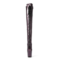 Chaussures de pole dance professionnelles violettes en cristal, au-dessus du genou, pour l'automne, en PU extensible, avec fermeture éclair latérale, talon aiguille de 20 cm, exotiques