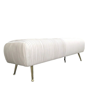 Modern Luxury Eco-Friendly Durable Pleated <b>Ottoman</b> Bench Gold Metal Legs for Hotel Apartment Villa Bedroom Living Room Storage - Product Image 1