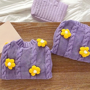 Pull pour animaux de compagnie violet pour l'automne et l'hiver, chaud et élégant pour les chiens Teddy, les Pomeranians en forme de panda, style coréen, Instagram - Product Image 3