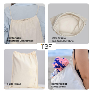 ถุงผ้าฝ้ายแบบมีเชือกผูกสำหรับบรรจุภัณฑ์รักษ์โลก การขายปลีก และแคมเปญส่งเสริมการขาย - Product Image 6