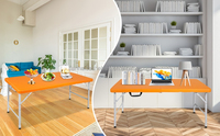 Table pliante portable en plastique robuste avec poignée de transport, étanche, hauteur réglable, mobilier de repas extérieur pour utilisation en parc