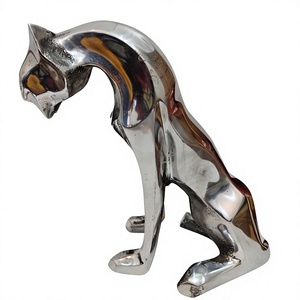 Sculpture de panthère en métal poli, figurine féline artisanale, statue de chat sauvage moderne, décoration animale abstraite, décoration de table, maison, bureau - Product Image 6
