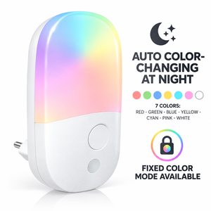 Luz Nocturna LED de Enchufe Directo de Fábrica con Sensor de Luz, del Anochecer al Amanecer, 0.5W de Ahorro de Energía, Lámpara Nocturna Colorida para Dormitorio y Baño - Product Image 6