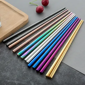 Mirror-Polished Stainless Steel Chopsticks Dishwasher Safe Metal Square Chopsticks