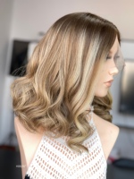 Perruque en cheveux humains casher SHY, avec dessus en dentelle, cheveux vierges bruts, couleur blonde naturelle avec mèches, nœuds doux, aspect naturel, sur mesure