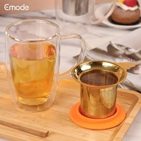 Tasse à thé en verre borosilicate à double paroi avec infuseur, pour une portion individuelle